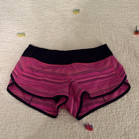 lululemon athletica Pants - Lululemon Pow Pink Elevation Striped Speed Up Shorts Size 4